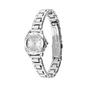 Ladies Kitt Silver-Tone Stainless Steel Watch w/ Crystal Markers Silver Dial Product Image