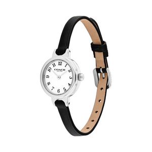 Ladies Iris Silver & Black Leather Strap Watch White Dial Product Image