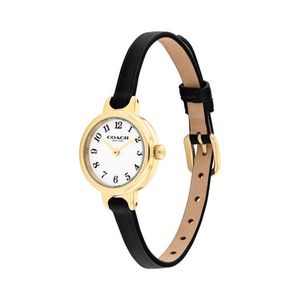Ladies Iris Gold & Black Leather Strap Watch White Dial Product Image