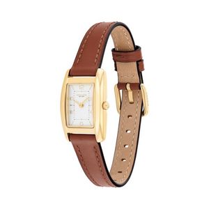Ladies Reese Gold & Saddle Leather Strap Watch Silver Dial Product Image