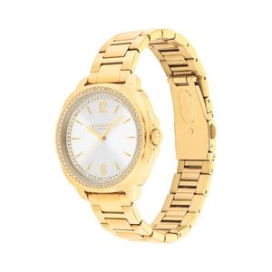 Ladies Kitt Gold-Tone Stainless Steel Watch w/ Crystal Bezel Silver Dial Product Image