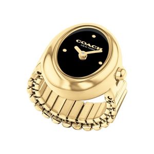 Ladies Sammy Gold-Tone Ring Watch Black Dial Product Image