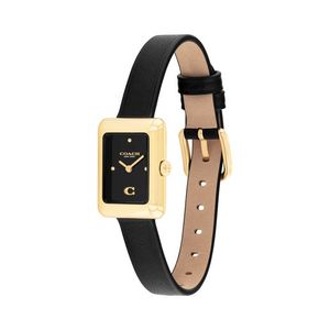 Ladies Mara Gold & Black Leather Strap Watch Black Dial Product Image