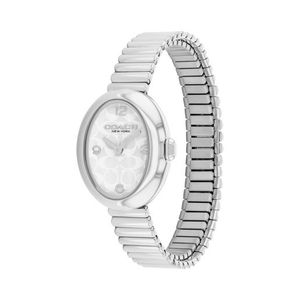 Ladies Sammy Silver-Tone Stainless Steel Stretch Watch White Dial Product Image