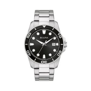 Mens Corporate Collection Silver-Tone Stainless Steel Watch Black Dial Product Image