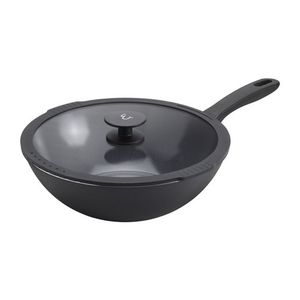 Nola by Emeril 11" Ceramic Nonstick Wok w/ Lid Black Product Image