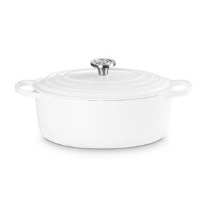 6.75qt Signature Cast Iron Oval Dutch Oven, White Product Image