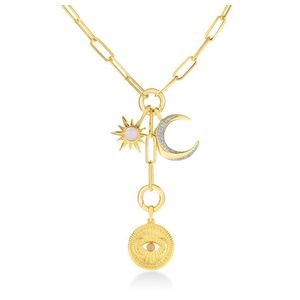 Paperclip Lariat Pendant Collector Necklace Gold Product Image