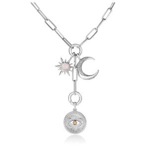 Paperclip Lariat Pendant Collector Necklace Silver Product Image