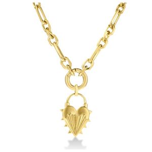 Spiked Heart Necklace w/ Chunky Chain Gold Product Image