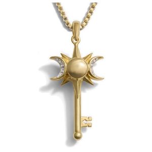 Triple Moon Key Necklace Gold Product Image