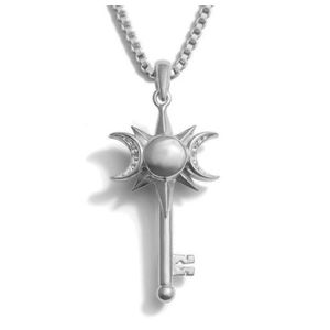 Triple Moon Key Necklace Silver Product Image