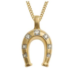 White Sapphire Horseshoe Necklace Gold Product Image