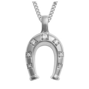 White Sapphire Horseshoe Necklace Silver Product Image