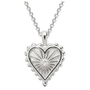 Diamond Starburst Heart Necklace Silver Product Image
