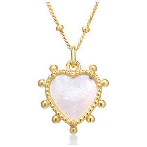 Mother of Pearl Heart Necklace Gold Product Image