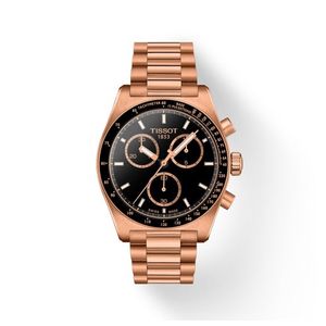 Mens PR516 Chronograph Rose Gold-Told Stainless Steel Watch Black Dial Product Image