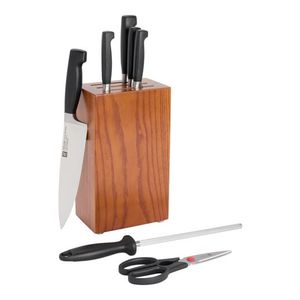 Four Star 8pc Knife Block Set Brown Ash Wood Product Image