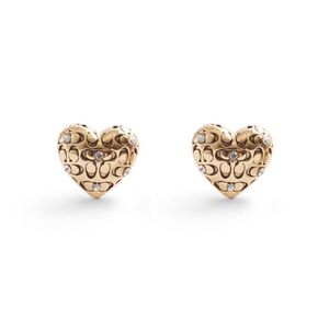 Quilted C Heart Stud Earrings Gold Product Image