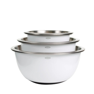 OXO Good Grips 3-Piece Stainless Steel Mixing Bowl Set White Product Image