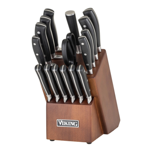 Viking 17-Piece Cutlery Set with Light Walnut Color Block Product Image