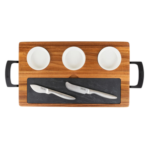 Viking 7-Piece Acacia Wood Slate Cheese Board Set Product Image
