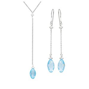 Antwerp Silver Blue Topaz Briolette Earrings and Necklace Set Product Image