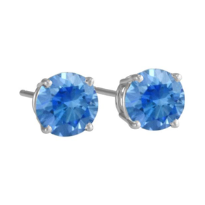 Antwerp Silver Sterling Silver Cubic Zirconia Blue Royal Stud Earrings Product Image