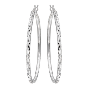 Antwerp Silver Sterling Silver Diamond Cut Hoop Earrings Product Image