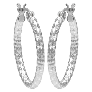 Antwerp Silver Sterling Silver Diamond Cut Hoop Earrings Product Image