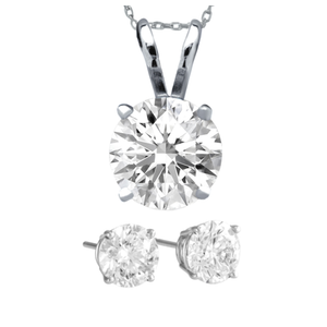 Antwerp Silver Cubic Zirconia Royal Stud Earrings and Dream Necklace Set Product Image