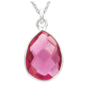 Antwerp Silver Sterling Silver Teardrop Pink Quartz Necklace Product Image