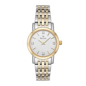 Womens Classic Two-Tone Diamond Watch White-Silver Dial Product Image