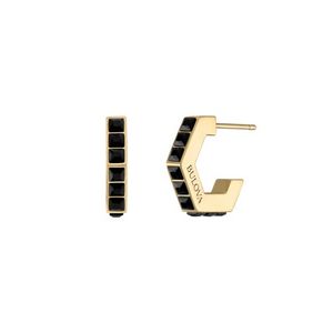 Icon Gold-Tone & Black Spinel C-Hoop Hexagon Earrings 14mm Product Image