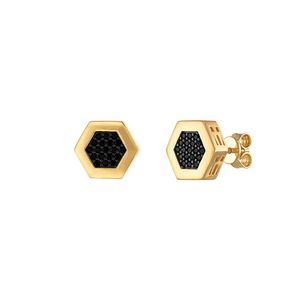 Icon Gold & Black Diamond Hexagon Earrings 10mm Product Image