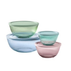8pc Sculpted Tint Glass Mixing Bowl Set, Multi Color Product Image