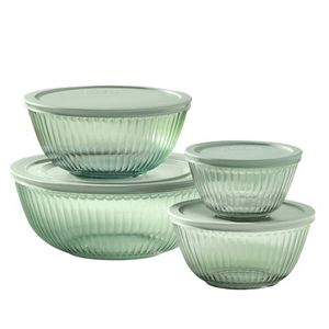 8pc Sculpted Tint Glass Mixing Bowl Set, Green Product Image