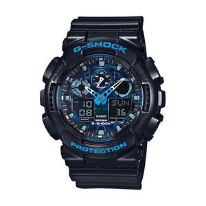 Mens G-Shock Ana-Digi Black Resin Watch Blue Camouflage Dial Product Image