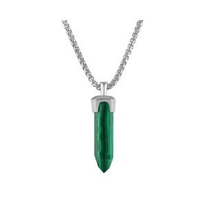 Icon Green Malachite Obelisk & Sterling Silver Pendant Necklace 24"-26" Product Image