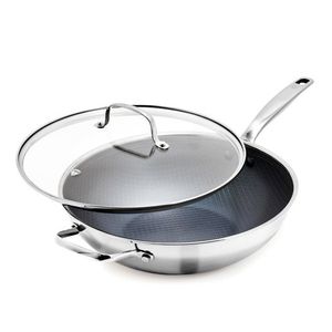 Diamond Bond Hybrid Nonstick Stainless Steel 12" Wok w/ Lid Product Image