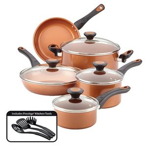 Glide 12pc Nonstick Aluminum Cookware, Copper Product Image