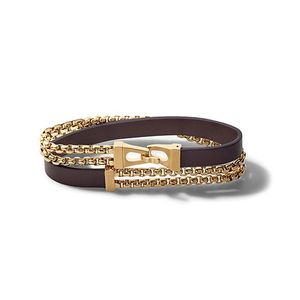 Classic Double Wrap Leather & Gold-Tone Bracelet - Large Product Image