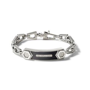 Precisionist Stainless Steel ID Plaque & White Diamond Bracelet - Large Product Image