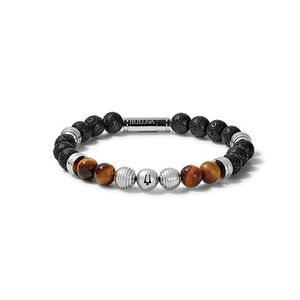 Classic Tigers Eye & Black Lava Bead Bracelet - Medium Product Image
