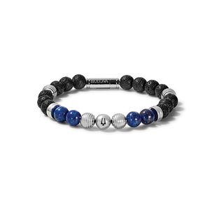 Mens Classic Black Lava and Lapis Bead Bracelet - Medium Product Image