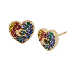 Pave Heart Stud Earrings Product Image