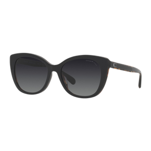Coach Women's Polarized Beveled Signature Cat Eye Sunglasses Black-Dark Tortoise/Polarized Grey Gradient Polarized Grey Gradient Black/Dark Tortoise Product Image