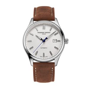 Men's Classic Index Automatic Brown Leather Strap Watch, White Dial Product Image