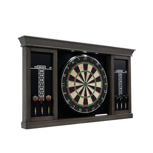 Barrington - Palmer Wood Dartboard LED Display Cabinet With 18” Bristle Dartboard and Steel Tip Dart Set - Brown/Black Product Image