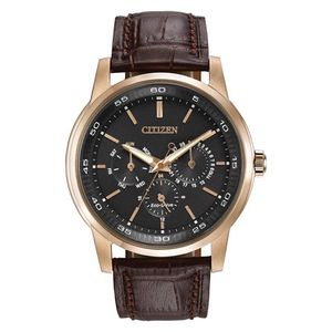 Mens Corso Eco-Drive Brown Leather Strap Watch Black Dial Product Image